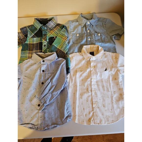Lot Of 4-pc Toddler Boys Button-Down Long-Slevees Shirts‎ Size 2T - Picture 1 of 13
